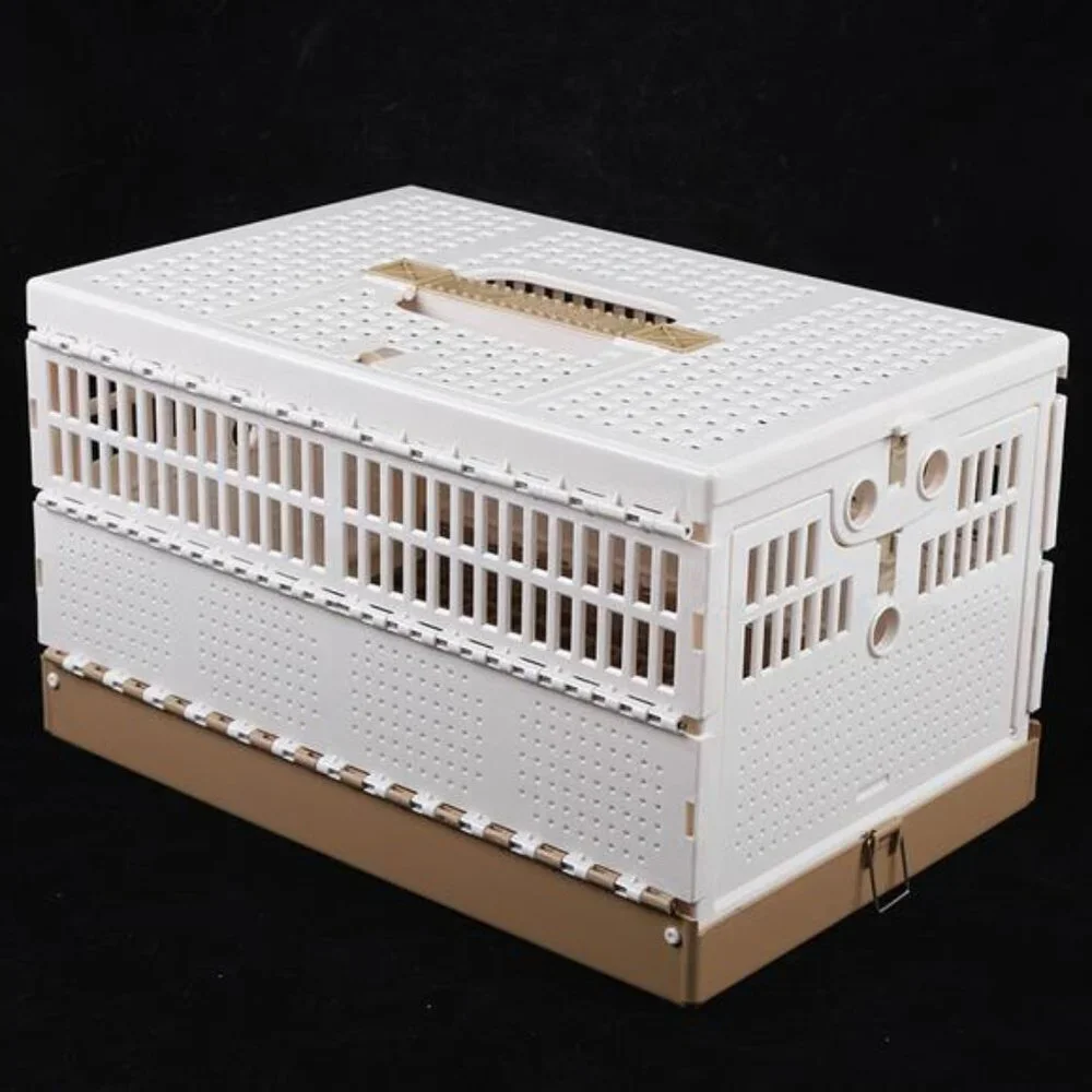 Bird Pigeon Cage Poultry Training Carrier Basket 2 Side Doors Portable Foldable